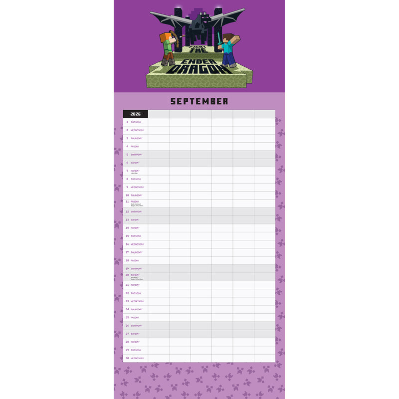 2026 Minecraft Family Wall Planner