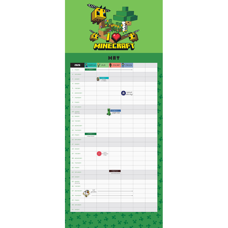 2026 Minecraft Family Wall Planner