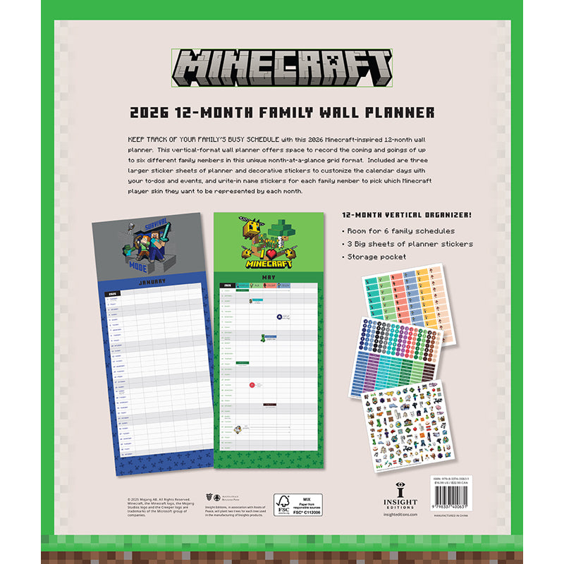2026 Minecraft Family Wall Planner